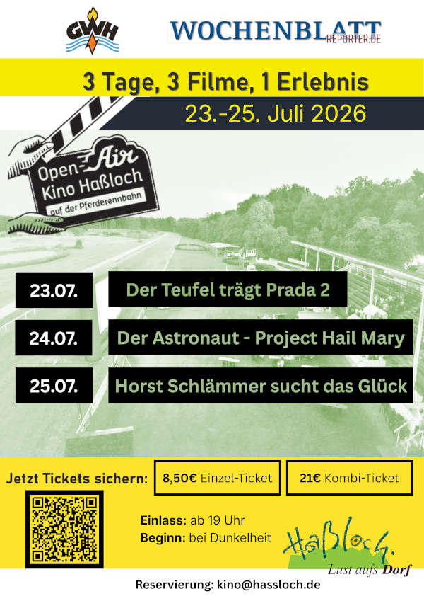 Open-Air-Kino im Juli 2026 auf der Pferderennbahn Haßloch