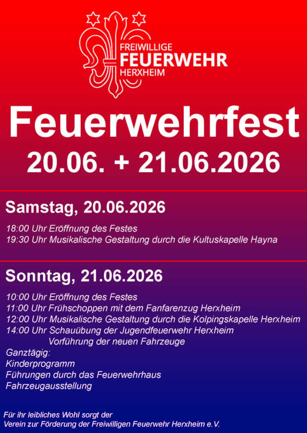 Feuerwehrfest im Juni 2026 in Herxheim
