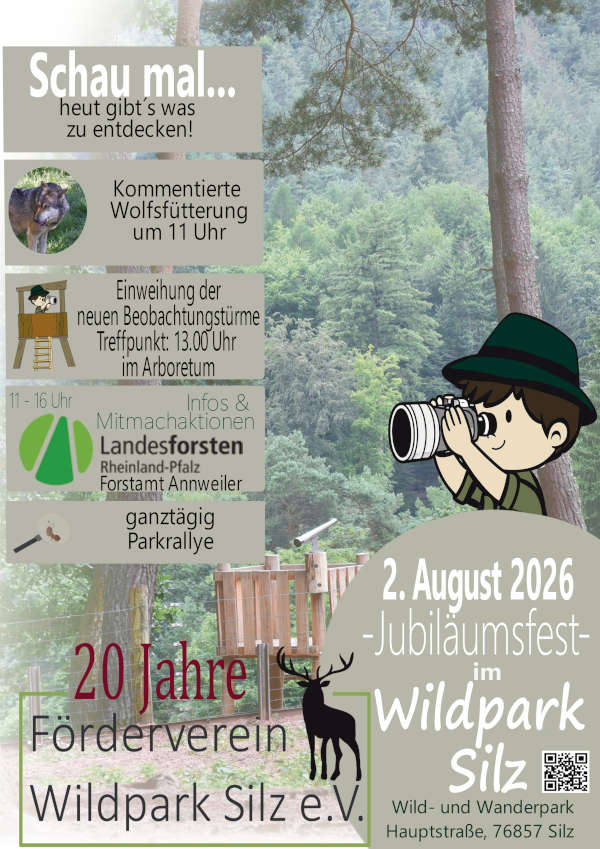 Wild- und Wanderpark bei Silz feiert Sommerfest und 20 Jahre Förderverein Wildpark Silz e.V. im August 2026
