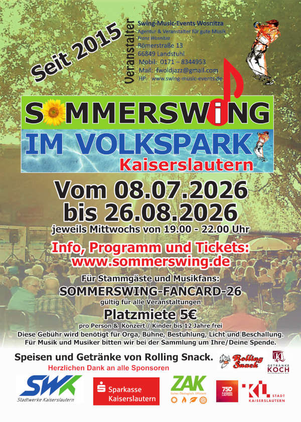 Sommerswing im Volkspark Kaiserslautern im Juli und August 2026