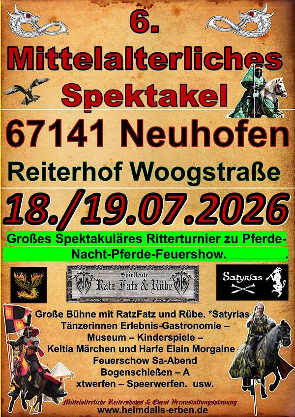 6.Mittelalterliches Spektakel im Juli 2026 in Neuhofen