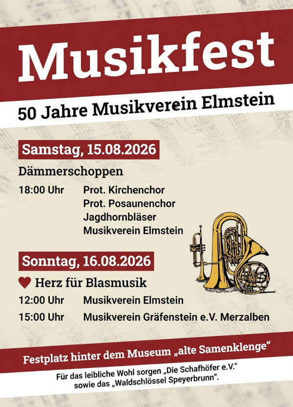 Musikfest im August 2026 in Elmstein