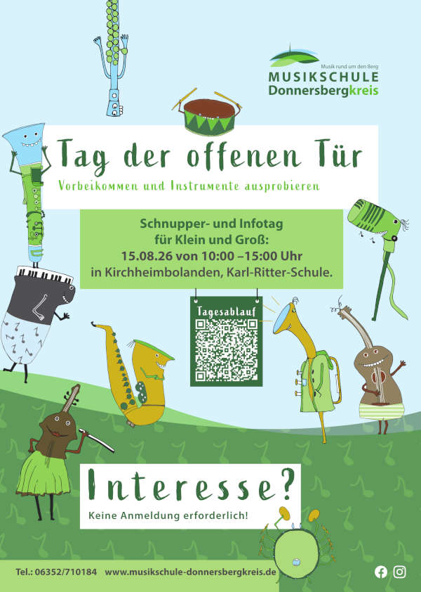 Tag der offenen Tür der Musikschule Donnersbergkreis im August 2026 in Kirchheimbolanden