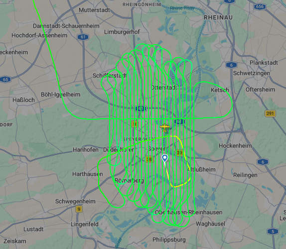 Flugroute in Flightracker (Foto: Aerowest, Flightradar24)