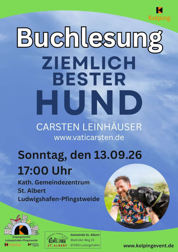 Buchlesung „Ziemlich bester Hund“ mit Carsten Leinhäuser im September 2026 in Ludwigshafen