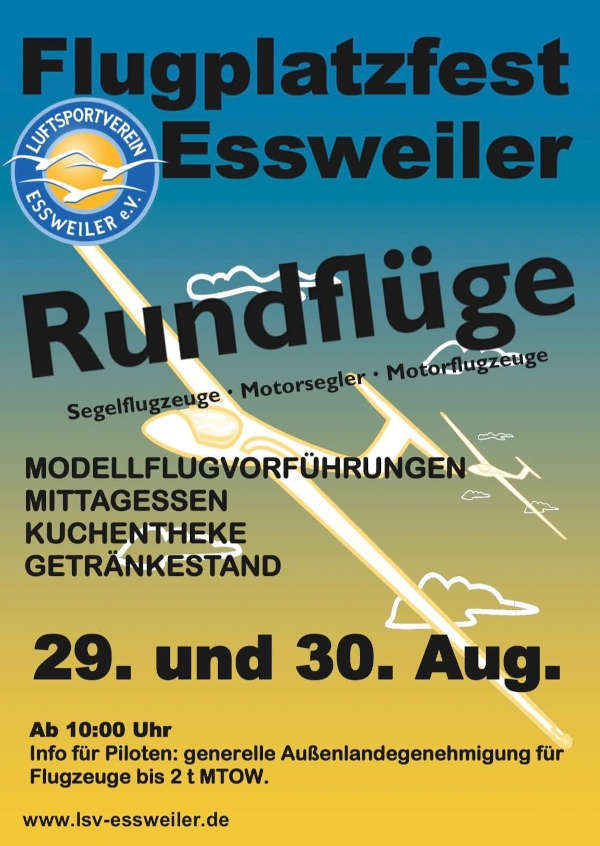 Flugplatzfest Essweiler im August 2026
