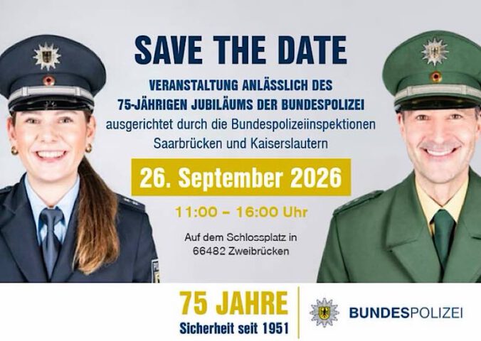 75 Jahre Bundespolizei - "Tag der offenen Tür“ im September 2026 in Zweibrücken