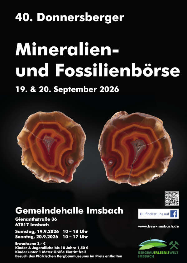Donnersberger Mineralien- und Fossilienbörse im September 2026 in Imsbach