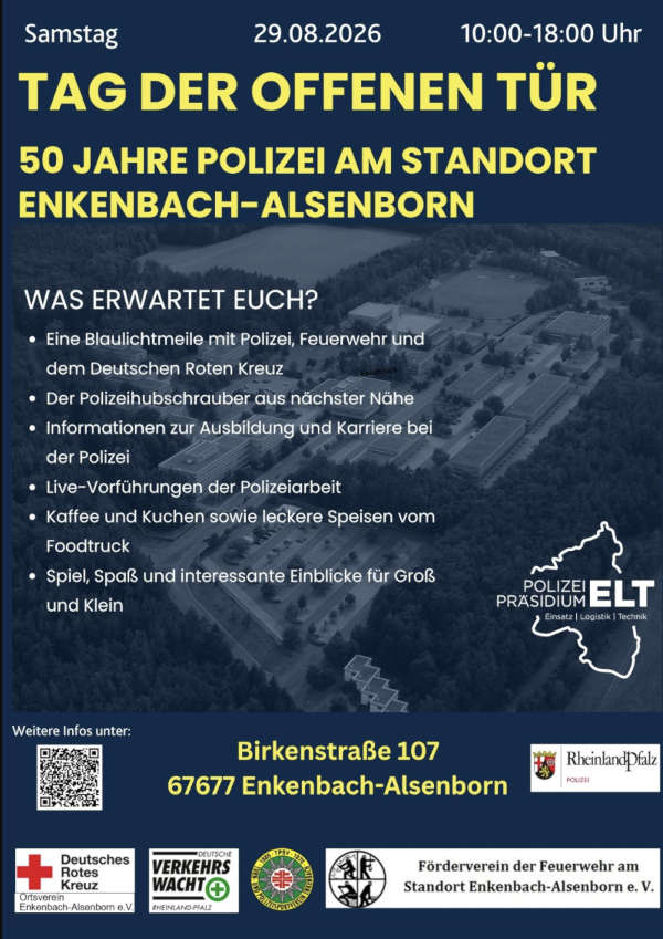 Tag der offenen Tür im August 2026 – 50 Jahre Polizei am Standort Enkenbach-Alsenborn