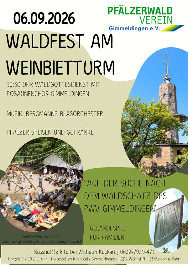 Waldfest am Weinbietturm im September 2026