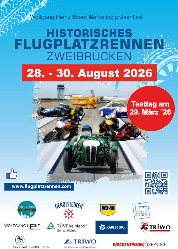 Historisches Flugplatzrennen im August 2026 in Zweibrücken