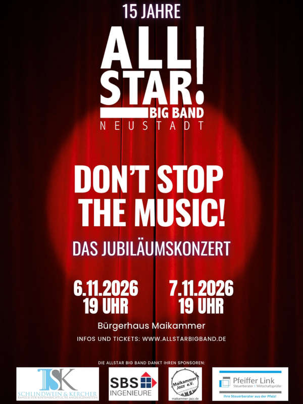 15 Jahre Allstar Big Band - "Don't Stop The Music" im November 2026 in Maikammer