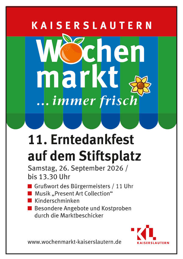 Erntedankfest im September 2026 auf dem Wochenmarkt Kaiserslautern
