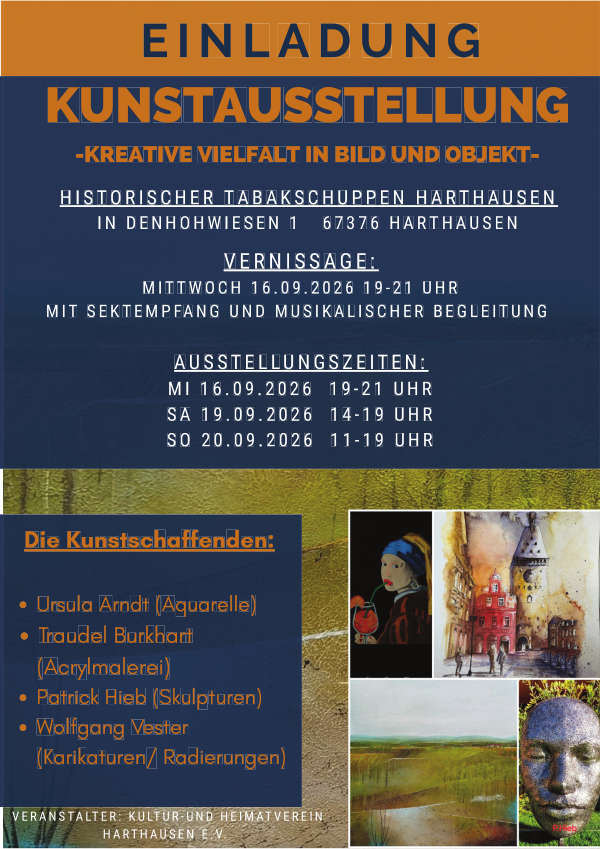 Ausstellung „ Kreative Vielfalt in Bild und Objekt“ im September 2026 in Harthausen