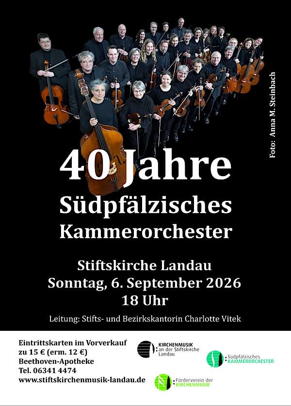 Jubiläumskonzert “40 Jahre Südpfälzisches Kammerorchester“ im September 2026 in Landau (Foto: Anna M. Steinbach)