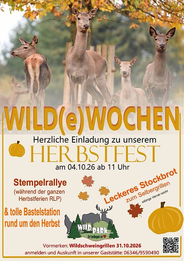 Rätseln, basteln und den Herbst entdecken: Herbstfest im Wild- und Wanderpark Südliche Weinstraße