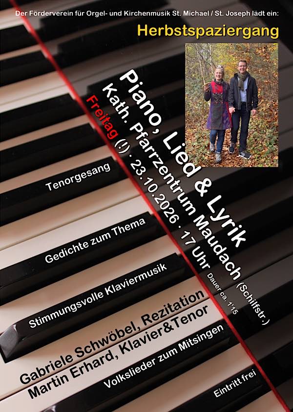 Piano, Lied und Lyrik: „Herbstspaziergang“ im Oktober 2026 in Ludwigshafen