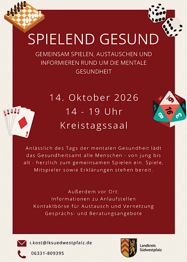 Tag der mentalen Gesundheit – Spielend Gesund im Oktober 2026 in Pirmasens