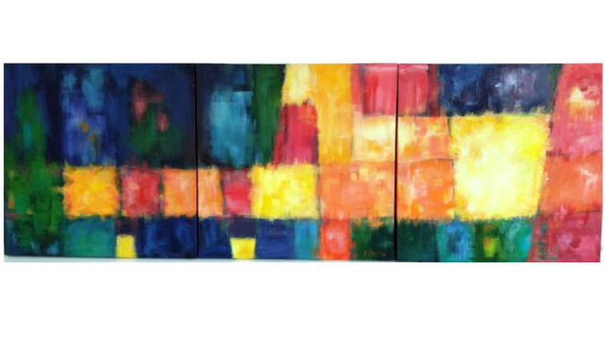 Elke Stief, Triptychon, Licht auf der Straße, Acryl auf Leinwand
