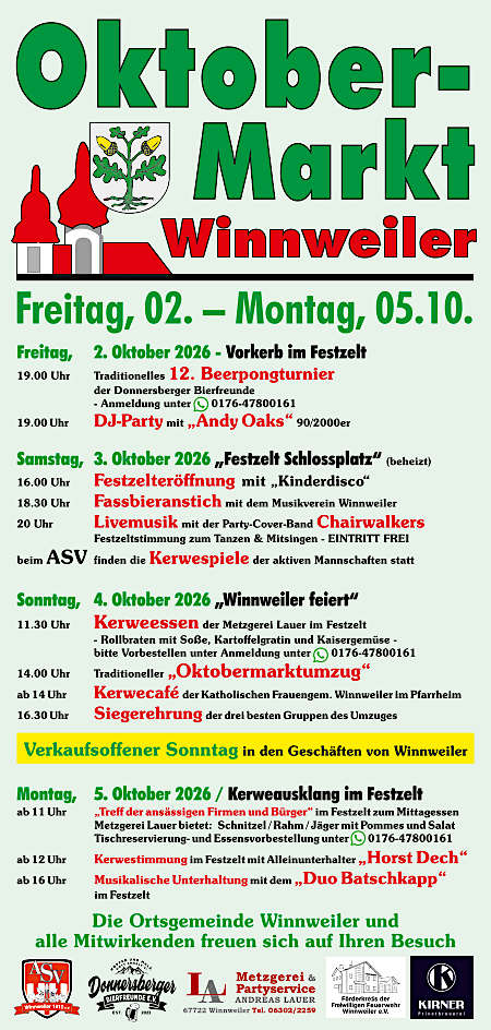 Oktobermarkt 2026 in Winnweiler