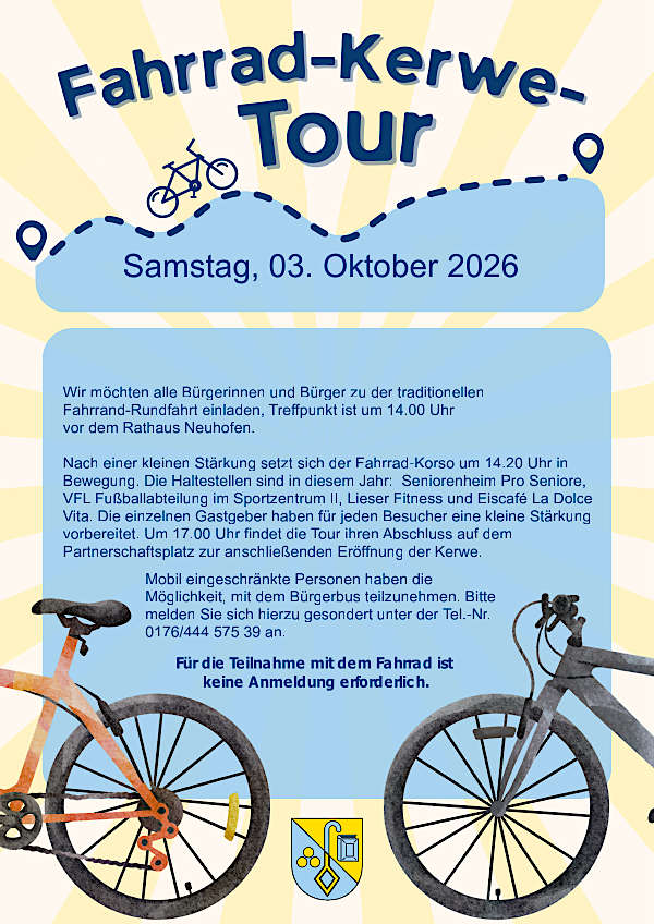 Plakat Fahrrad-Kerwe-Tour (Quelle: Rathaus Neuhofen)