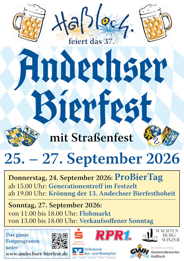 Andechser Bier- und Straßenfest im September 2026 in Haßloch