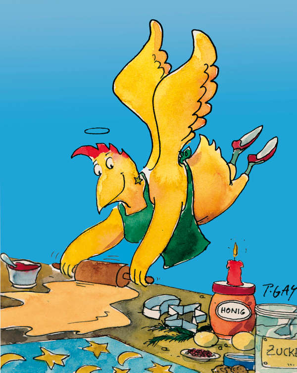 Weihnachtsstimmung mit Huhn (Quelle: Peter Gaymann)