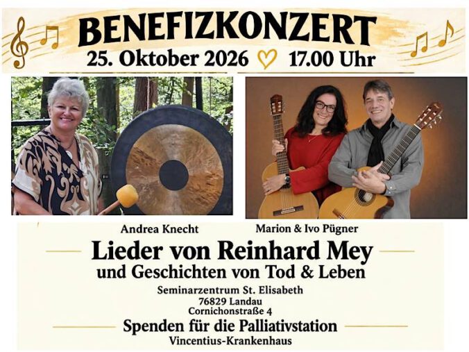 Benefizkonzert mit Liedern von Reinhard Mey im Oktober 2026 in Landau