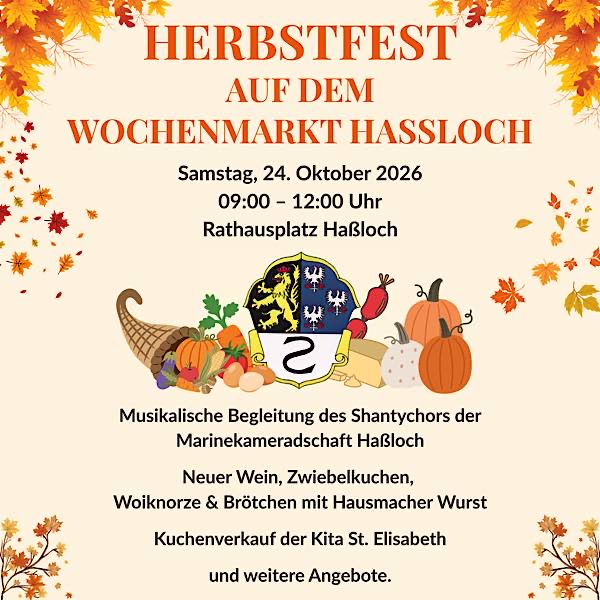 Herbstfest im Oktober 2026 auf dem Haßlocher Wochenmarkt