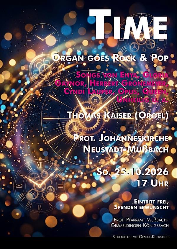 „Time“ - Organ goes Rock & Pop im Oktober 2026 in Mußbach