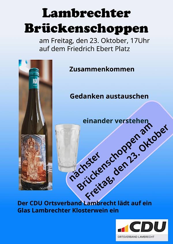 3. Lambrechter Brückenschoppen im Oktober 2026