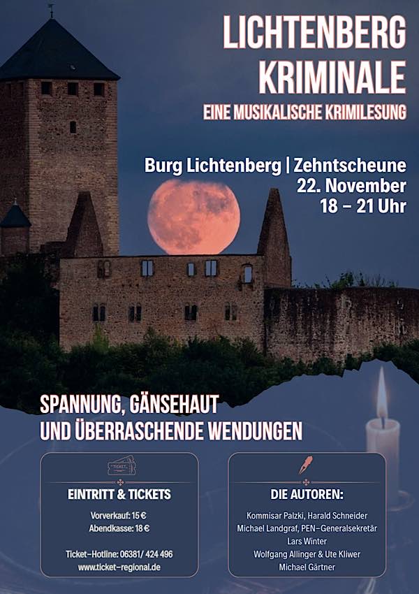 Lichtenberg Kriminale - Eine musikalische Krimilesung im November 2026 auf Burg Lichtenberg