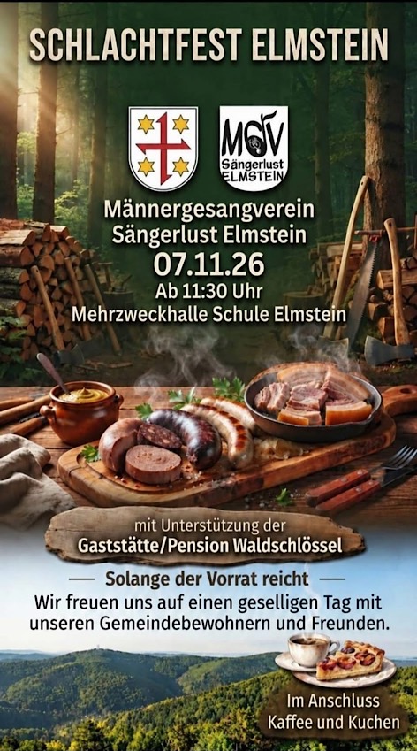 Schlachtfest im November 2026 in Elmstein