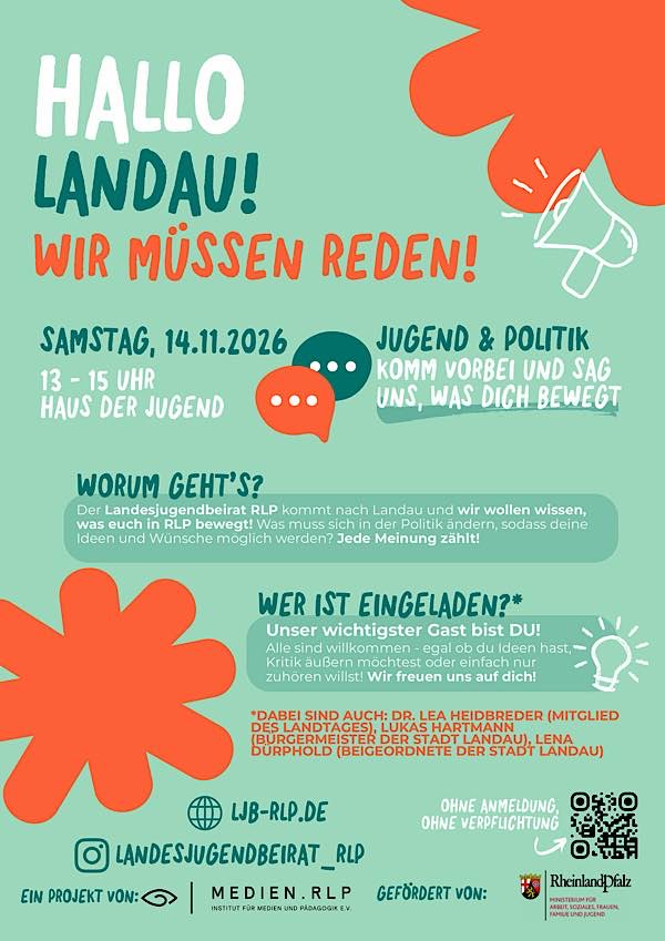 Landesjugendbeirat lädt junge Menschen im November 2026 in Landau zum Austausch über Politik ein