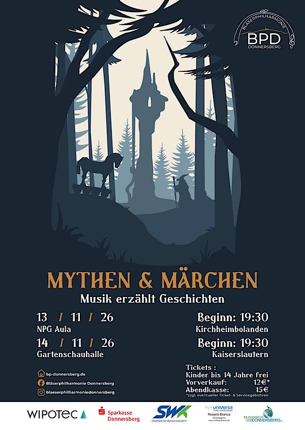 Konzertreihe "Mythen & Märchen" der Bläserphilharmonie Donnersberg im November 2026 in Kirchheimbolanden und Kaiserslautern