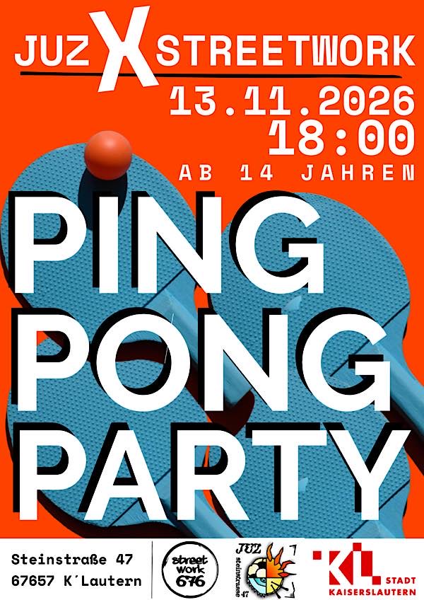 Ping Pong Party im November 2026 im Jugendzentrum Kaiserslautern