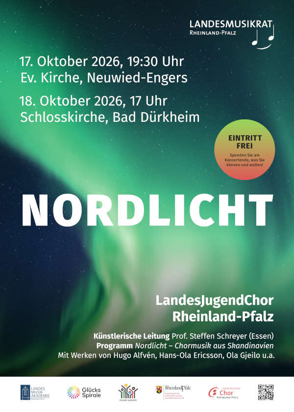 LandesJugendChor Rheinland-Pfalz - „NORDLICHT“ – CHORMUSIK AUS SKANDINAVIEN im Oktober 2026 in Bad Dürkheim