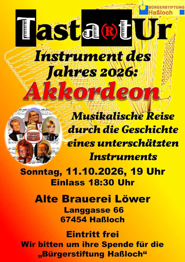 Akkordeon-Konzert mit Tasta(R)tUr im Oktober 2026 in Haßloch